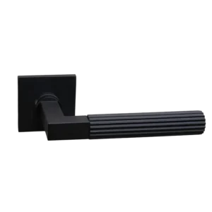 Deurkruk Modul Bauhaus Linear Carbon PVD op dun vierkant geveerd rozet