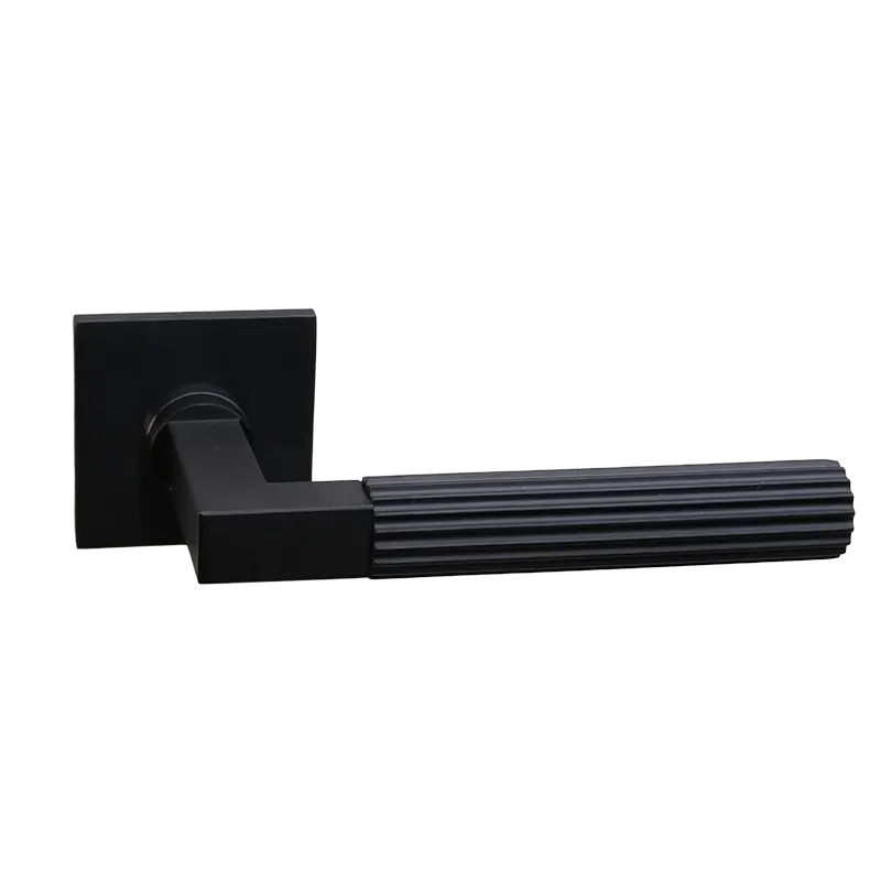 Deurkruk Modul Bauhaus Linear Carbon PVD op dun vierkant geveerd rozet