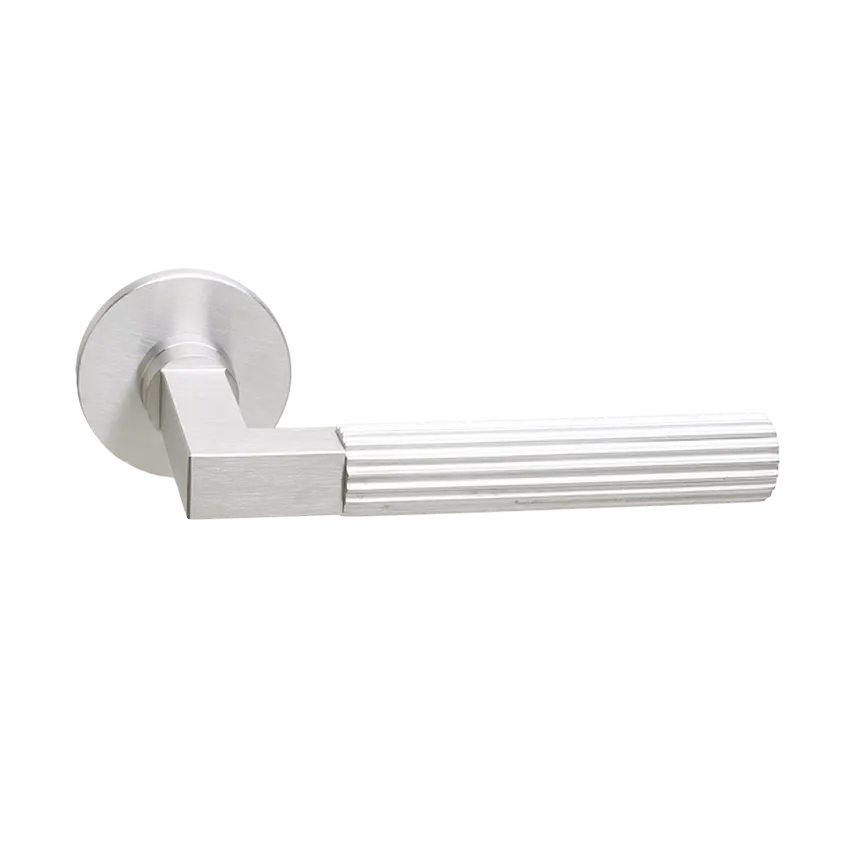 Deurkruk Modul Bauhaus Linear matnikkel op dun rond rozet