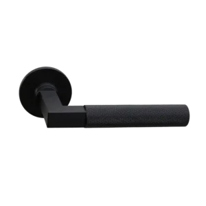 Deurkruk Modul Bauhaus Struktur Carbon PVD op dun rond rozet