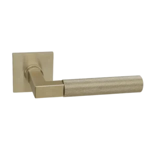 Deurkruk Modul Bauhaus Struktur matgoud op dun vierkant geveerd rozet