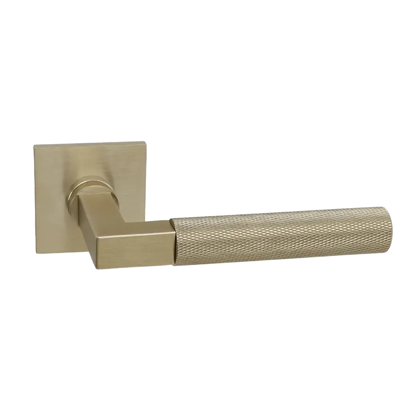 Deurkruk Modul Bauhaus Struktur matgoud op dun vierkant geveerd rozet