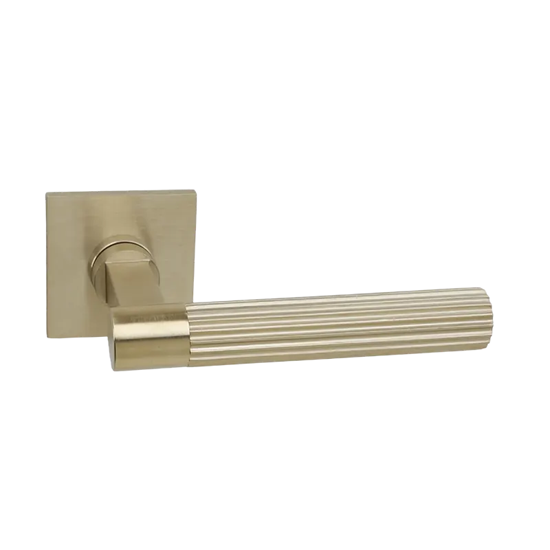 Deurkruk Modul Bruxelles Linear matgoud PVD op dun vierkant geveerd rozet