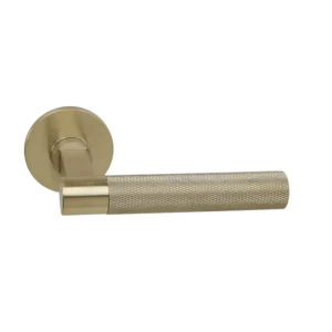 Deurkruk Modul Bruxelles Struktur Matgoud PVD op dun rond rozet