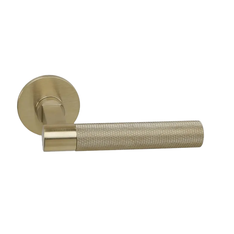 Deurkruk Modul Bruxelles Struktur Matgoud PVD op dun rond rozet