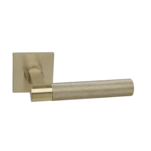 Deurkruk Modul Bruxelles Struktur matgoud PVD op dun vierkant geveerd rozet