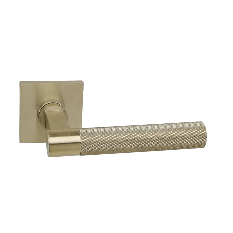 Deurkruk Modul Bruxelles Struktur matgoud PVD op dun vierkant geveerd rozet