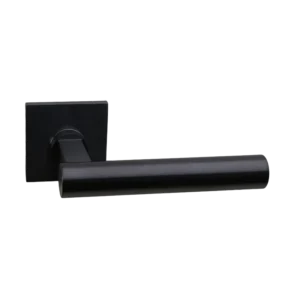 Deurkruk Bruxelles L-model carbon PVD op dun vierkant geveerd rozet