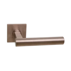 Deurkruk Bruxelles L-model matbrons PVD op dun vierkant geveerd rozet