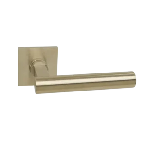 Deurkruk Bruxelles L-model matgoud PVD op dun vierkant geveerd rozet