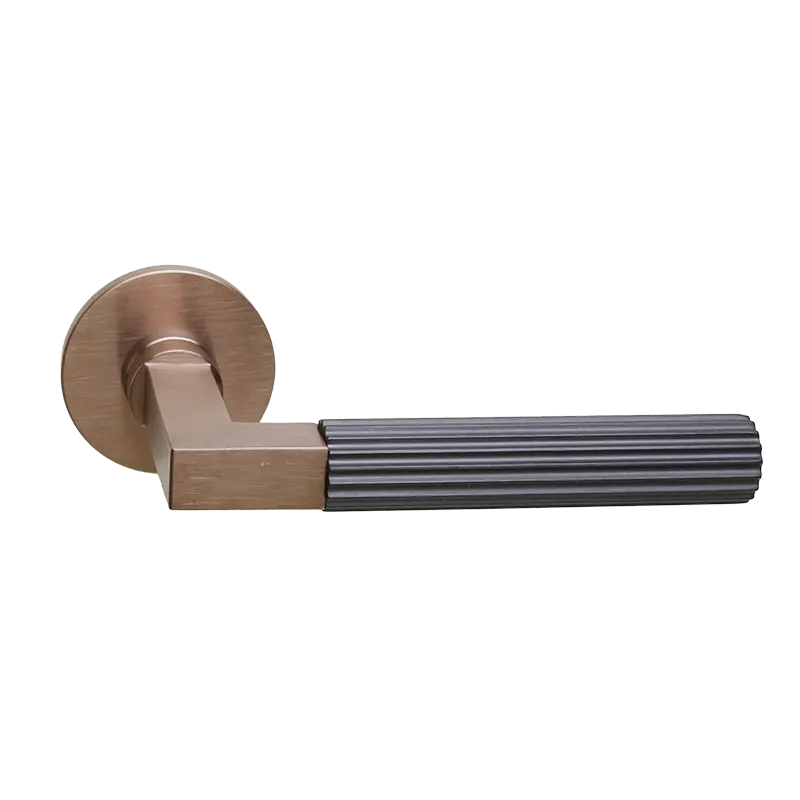 Deurkruk Modul Bauhaus Linear matbrons PVD carbon PVD op dun rond geveerd rozet