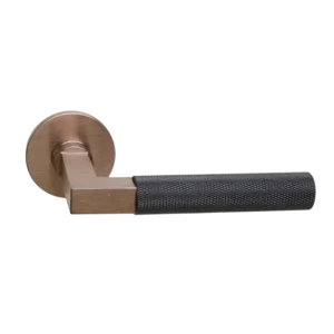 Deurkruk Modul Bauhaus Struktur matbrons PVD carbon PVD op dun rond geveerd rozet