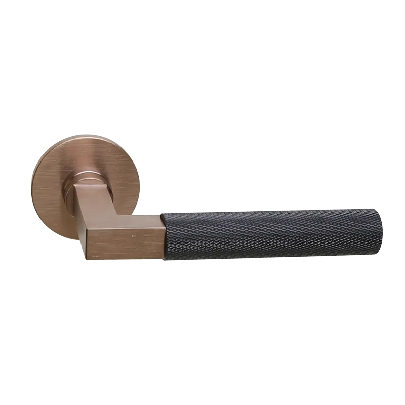 Deurkruk Modul Bauhaus Struktur matbrons PVD carbon PVD op dun rond geveerd rozet