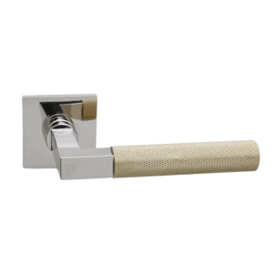 Deurkruk Modul Bauhaus Struktur nikkel matgoud PVD op dun vierkant geveerd rozet